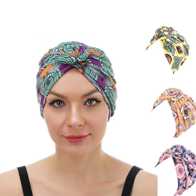 Popular Flower Musulmane Headwrap Turban Muslim Bandana Hair Chemo Cap Hat Hijab Turban for Women