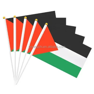 Factory Direct Sale 14x21cm Palestine Hand Wave Flag 100% Polyester Customizable