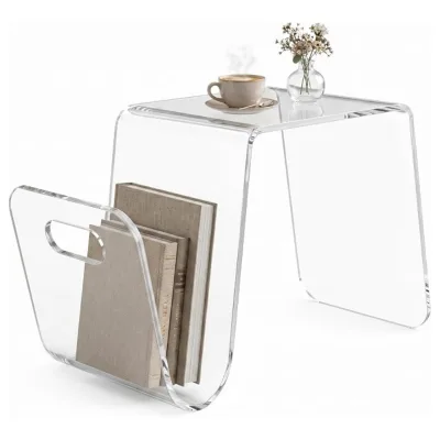 U Shape Clear Acrylic Side Stand with Side Magazine Slot
