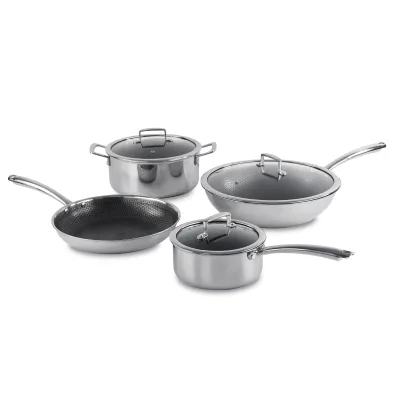 Multi-Ply Aluminum Stainless Steel Cookware Set Non-Stick Coating Spiral-Bottom Design Universal Compatibility for Gas/Electric