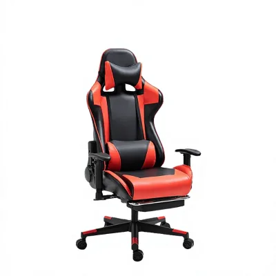 Comfortable PU Leather Massage Foam PC Gaming Chair Reclining Racing Swivel Contemporary Design Iron Base