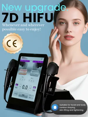 HIFU Machine 7D Facial Corporal Skin Tightening Dual Handles for Eye Area Tightening UK Plug Desktop Type with 7 Cartridges