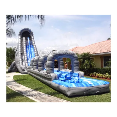 Commercial Park Slide Marble Grey Roaring River Slide Inflatable Water Slide with Double Lanes for Water Fun