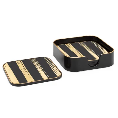 Factory Hot Selling Luxury Black Gold Decorative Table coaster with Feet