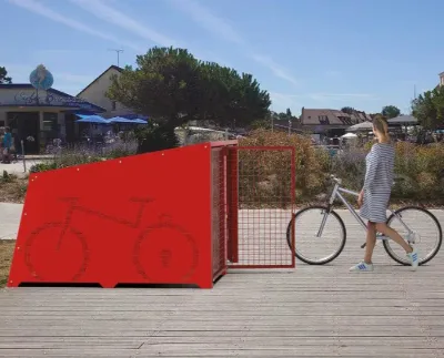 High Security Outdoor Bike Locker Galvanized Steel Mesh Door Bicycle Storage Unit