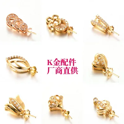 Ehao Jewelry 18K Gold Natural Diamond Pendant Half-hole Bead Size Model DZ0010 Genuine AU750