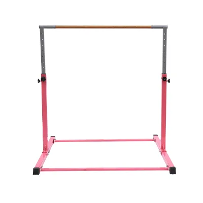Adjustable Height Stainless Steel Pink Kids Home Gym Freestanding Horizontal Bar Fitness Equipment Gymnastics Kip Bar Junior