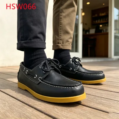 LXG,School-friendly Lace-up Style Dark Blue/honey Color Moccasin Shoes Park Walking Hand Made Hua Singh Loafer Shoes HSW066