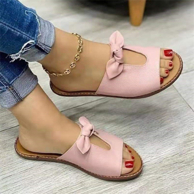 Summer 2025 European US Women's Sandals, Bowknot Sandals, Fish Mouth Flat-shaped Women's Shoes Sandal