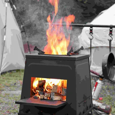 Large Small Pagoda Firewood Stove Foldable Carbon Steel Portable Outdoor Camping Cooking Stove Multiple Styles Available All