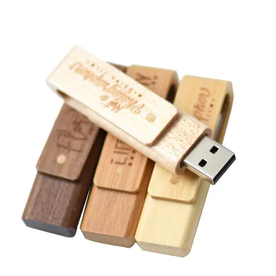 Wooden Swivel USB 2.0 Flash Drive Exquisitely Carved Portable Commemorative Gift 64GB Maple Wood High Capacity High Speed