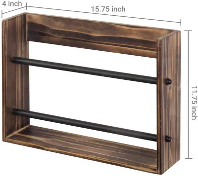 Dark brown rustic wall-mounted magazine file rack file organizer rack