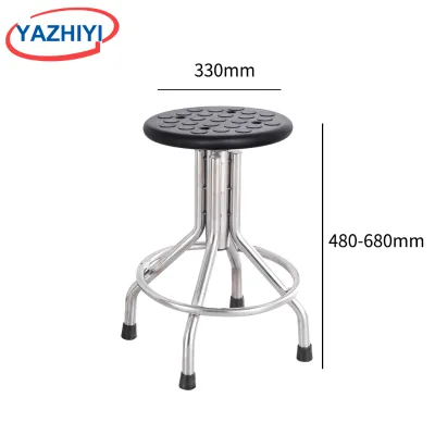 YAZHIYI Adjustable Height 304 Stainless Steel Medical Rotating Stool Round Seat Hospital Dental Lab Anti-rust Salon Work Stool
