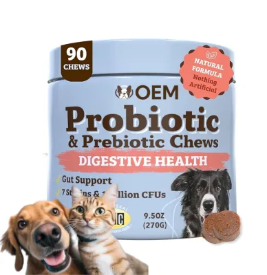 OEM Factory Probiotics Supplement Probiotics Soft Chews for Dogs Support Pet Digestive & Immune Health With Omega 6 & 3