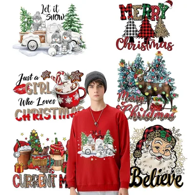 2025 Fast Delivery Heat Transfer Stickers DTF Christmas Iron on Vinyl Motif