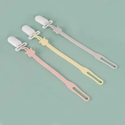 Food Grade Bpa Free Cute Animal Baby Teething Strap Holder Chain 100% Silicone Pacifier Clip