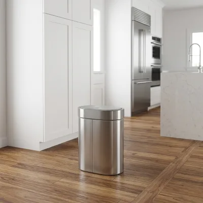 OEM ODM Narrow 4L Garbage Bins Silver Trash Bin Stainless Steel Kitchen Cabinet Dustbin for Home Hotel