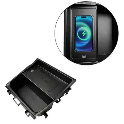 Car Wireless Charger 15W QC3.0 Dual USB Ports Center Console Fast Charging Panel Adapter 12-24V Vtear City 2021-2024