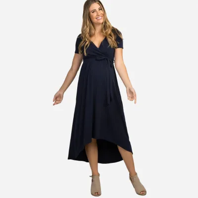 High Low Hemline Wrap Soft Model Jersey Maternity Clothes Plus Size