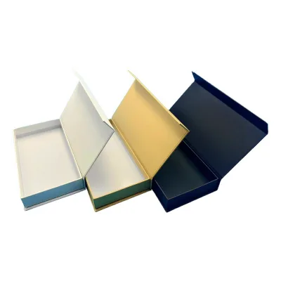 Wholesale Kraft Paper Book-Shaped Flip-Top Magnetic Gift Boxes in White Black Yellow for Cosmetics Gift