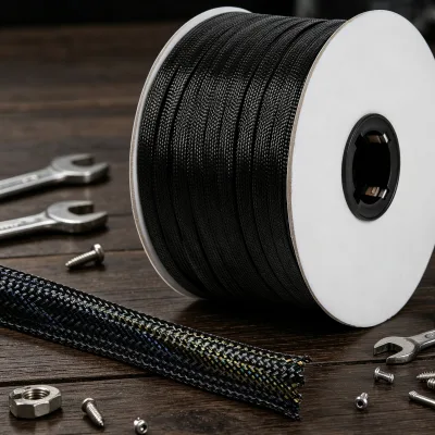 Flame Retardant Polyester Expandable Braided Cable Sleeving Flexible Mesh Wire Loom Protective Wrap 2mm 50mm Wide Range 220V