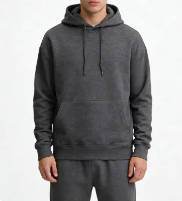 Breathable 100% Cotton Men's Hooded Casual 2-Piece Plus Size Loose Fit Streetwear Tracksuit Sweat Suit Set