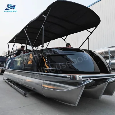 30ft Allhouse CE Certified Aluminum Luxury Yacht Outboard Engine Entertainment 3 Years Warranty Custom Logo