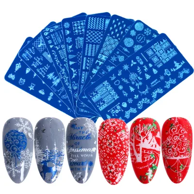 Wholesale 38 Designs Christmas New Year Rectangle Stainless Steel Stamping Plates Nail Art