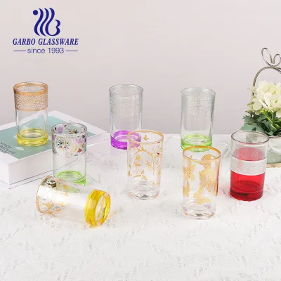 Promotion Cheap Transparent 5oz/150ml Morocco Tea Drinking Glass Cup Thick Bottom Color Morocco Tea Cup with OEM Deca Design