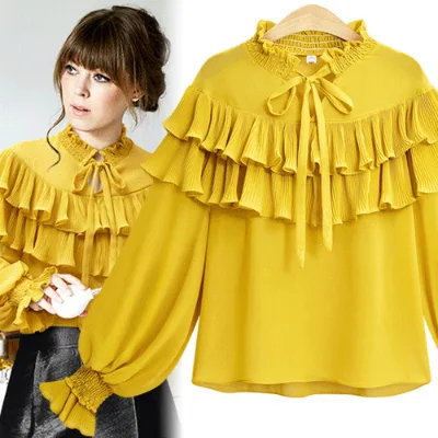 Fancy Chiffon Ruffle Sleeve Blouse for Women