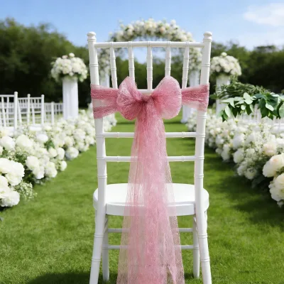 Bulk Wholesale 40*275cm Organza Chair Bow Sash Décor Bows Sashes for Wedding Reception Events Banquets Decoration