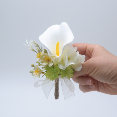 Artificial Calla Flower Corsage Brooch for Bride Groom Bridesmaids Groomsman-for Wedding and Engagement