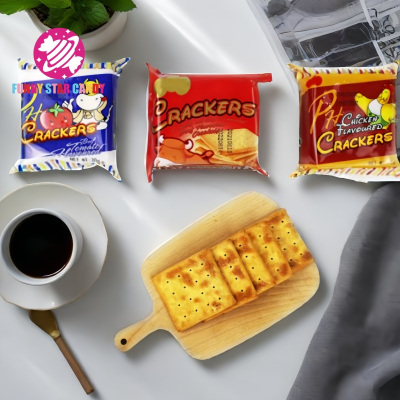 Factory Healthy Snacks 70g Square Shape Salty Soda Cookies Chicken Beef Tomato Tastes Biscuit for Kids