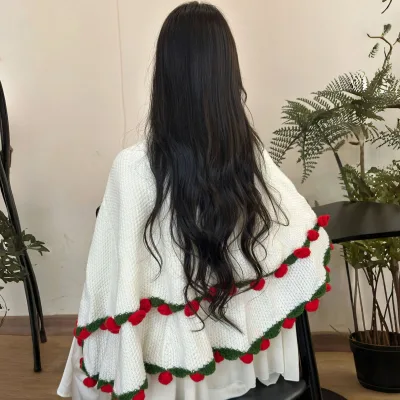Handmade Rose Flower Woven Blanket Sofa blanket