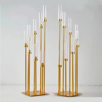 Wedding Centerpieces and Table Decorations Candlesticks Holder Gold Tall 8 Arm Metal Candle Candelabra