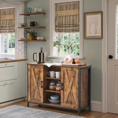 Bien Freestanding Sideboard with Large Storage Area & 3 Open Compartments 2 Adjustable Shelves Kitchen Cabinets