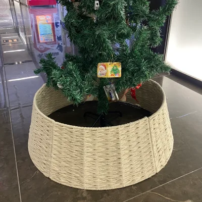 Haosen Christmas Tree Collar Christmas Decoration Supplies Handmade Round Cotton Rope Xmas Tree Base 5pcs