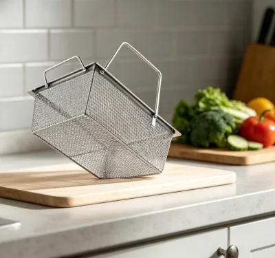 Stackable Perforated Kitchen Draining Basket Detachable Hook Handles Small Fruit Washing Storage Crate