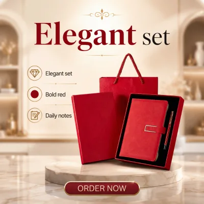 Father Day Gift Custom Luxury Corporate Journal Leather Notebook Promotional & Business Set with Box and Pen for Men Women