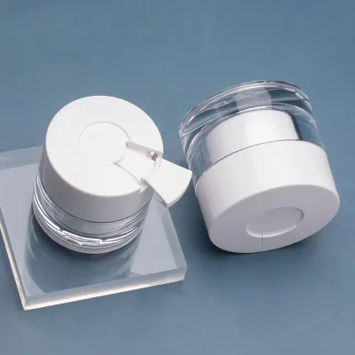 50g Empty Double Layer High Quantity Acrylic Cosmetic Jar Eye Cream Plastic Jars with Silver Cap and Spoon