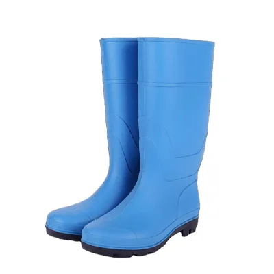 Men's Rain Boots PVC Anti Slip Waterproof Boots Black Thick Wear Resistant Safety Work Shoes Construction Site Wholesale