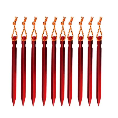 9inch 7000 Series Twist Y Shape Camping Aluminum Tent Stakes Custom Aluminium Tent Pegs with Reflective Rope Loop