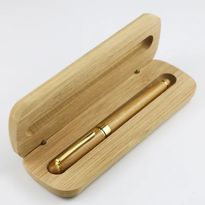 Classic Personalized Luxury Wooden Pen Sets Caved Logo Wood Bamboo Fountain Pen With Wood Pen Case