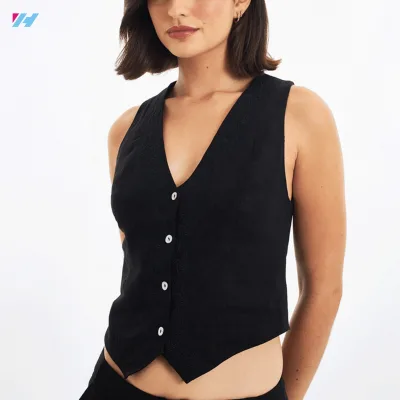 Custom Casual Ladies Knitted Sleeveless Vest Top for Women