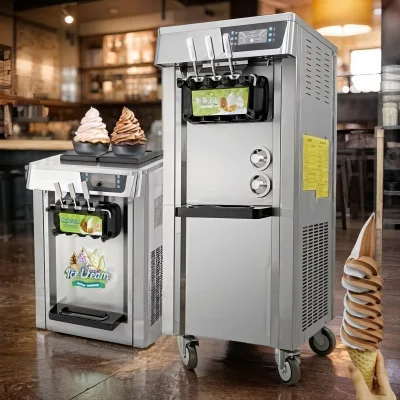 Ice Cream Creaam Machine Vending Small Maker Making Syrup 3 Triple Head 2Nozzle Soft Serve Commercial Ice Cream Machine on Sale