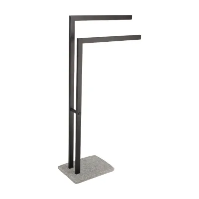 Modern Freestanding Marble Stable Base Metal Stainless Steel 2 Bars Towel Rack for Hotel Application