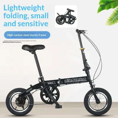 12 Inch Adult Folding Bike Small Wheel Extreme Sports Unisex Bicycle Dual V Brake Carbon Steel Frame Student Bike