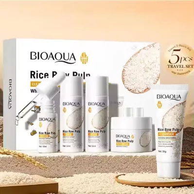 G Korean Private Label for Natural Skincare & Organic Rice Milk Whitening Soothing Body Travel 5-Piece Set All Skin Type