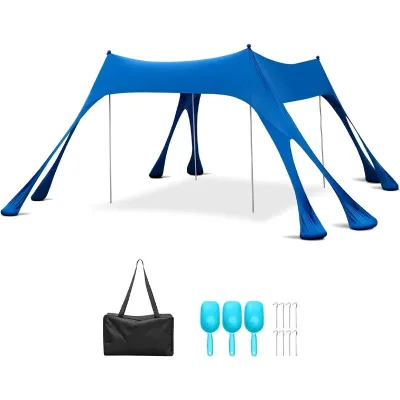 Portable Beach Tent with Aluminum Pole Lightweight Waterproof Design for Summer Outdoor Activities