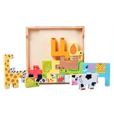 Baby 3D Puzzle Toys Cute Forest Animal Heyi Wooden Balance Wood Toys for Children Creative Assembling Educational Toys